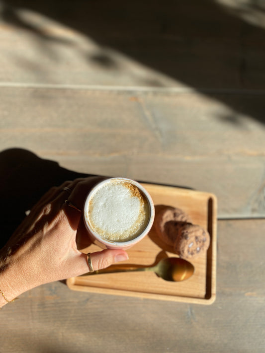 Massief houten koffiedienblaadje