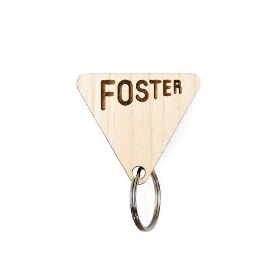 Houten sleutelhanger met logo - driehoek FSC 100%