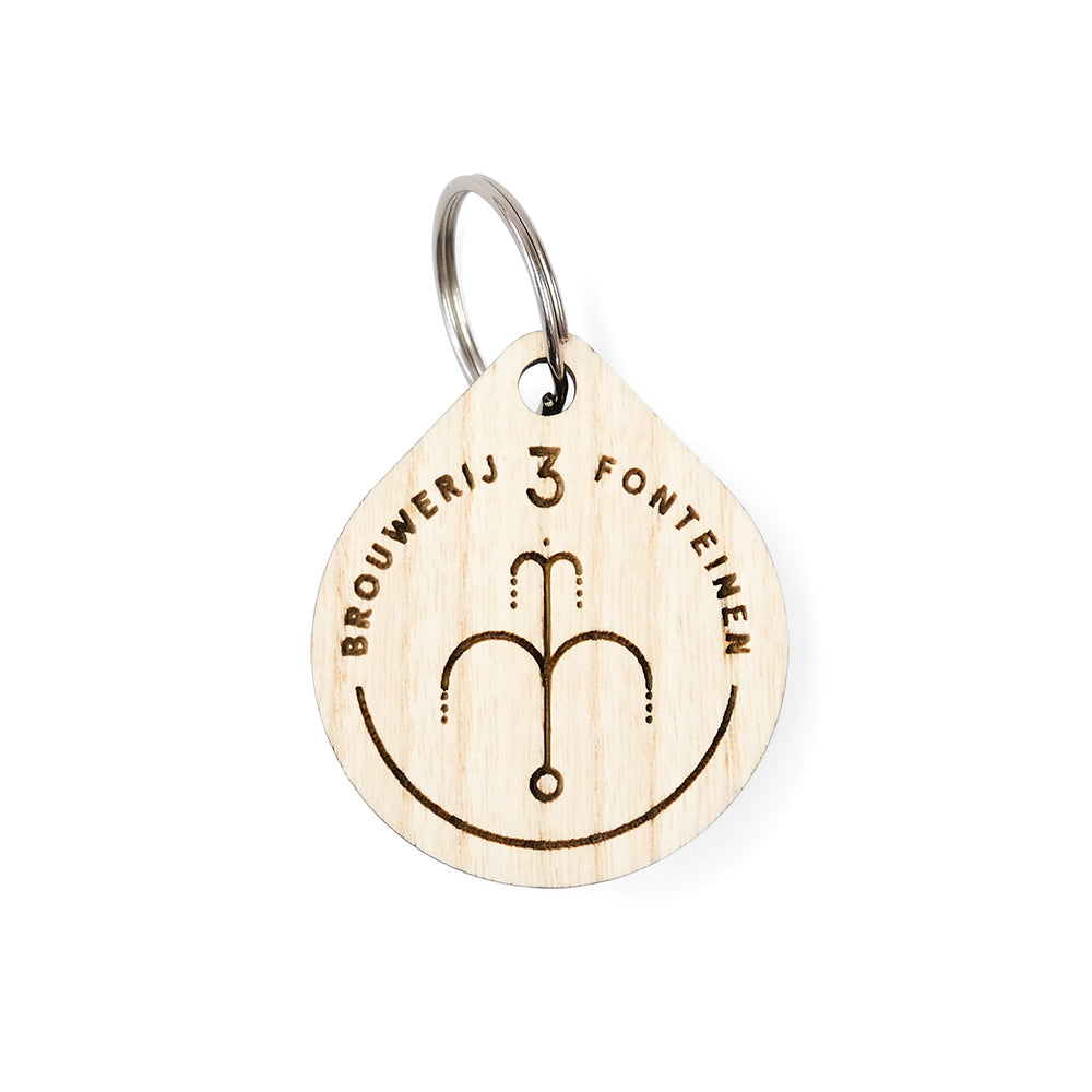 Houten sleutelhanger met logo - druppel FSC 100%
