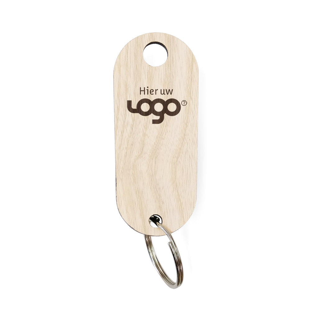 Houten hotelsleutelhanger met logo