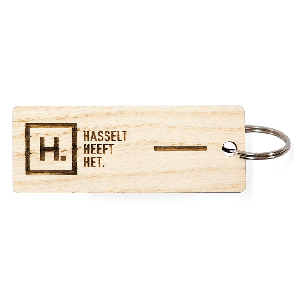 Houten sleutelhanger met logo - rechthoek FSC 100%