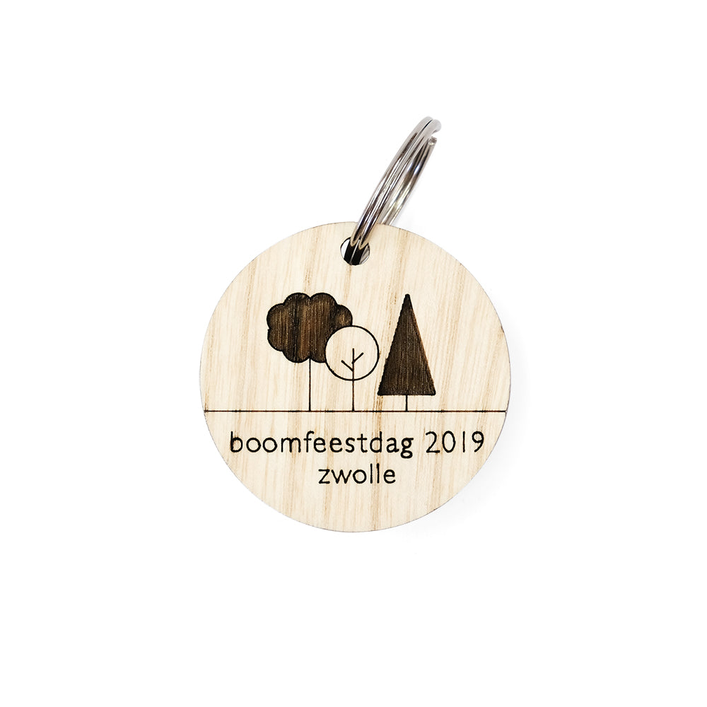 Houten sleutelhanger met logo - rond FSC 100%