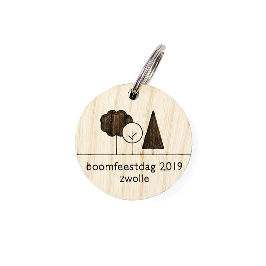 Houten sleutelhanger met logo - rond FSC 100%
